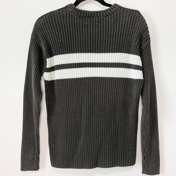 Aeropostale Y2K Brown & Cream Striped Ribbed Knit Long Sleeve Sweater Size Small - Picture 6 of 8